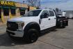 2019 WHITE /BLACK FORD F550 (1FD0W5HT8KE) with an POWERSTROKE 6.7L DIESEL engine, AUTOMATIC transmission, located at 9172 North Fwy, Houston, TX, 77037, (713) 910-6868, 29.887470, -95.411903 - 19,500 LB GVWR, 11 FT FLATBED X 96" WIDE, AXLE RATIO: 4.88, WHEELBASE: 203", 4X4 , CREW CAB, POWER WINDOWS & LOCKS, TOOLBOX, GOOSENECK/BUMPER PULL HITCH - Photo#0